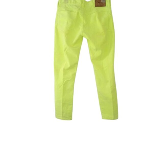 Polo Ralph Lauren Womens Tompkins Skinny Crop Corded Jeans in Neon Green 28 - Picture 3 of 4
